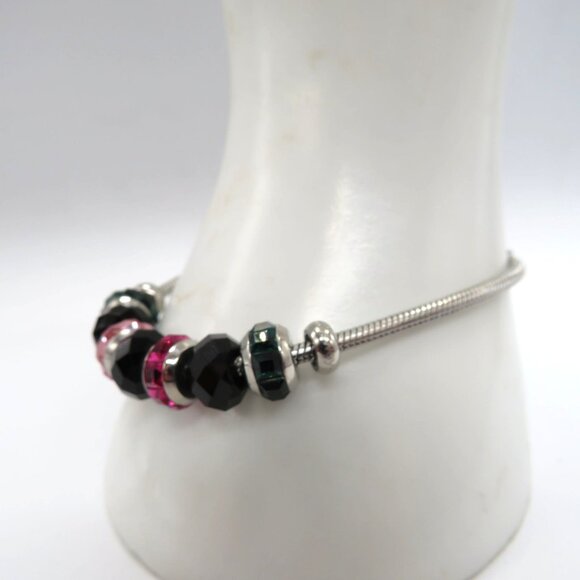 Brosway Bracelet Silver Tone Faceted Multi Color Beads Black Pink Green - Picture 2 of 16